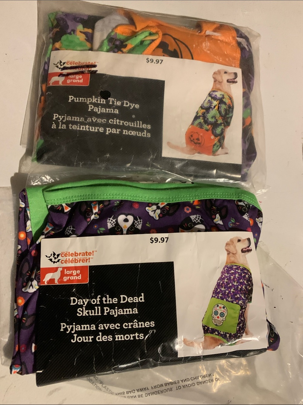 Celebrate! Day of the Dead Skull & Pumpkin Tie Dye Dog Pajama/Costume